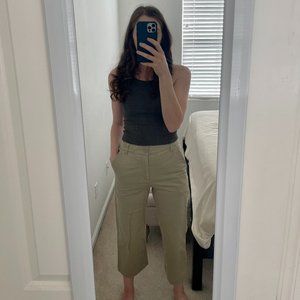 Oak + Fort Khaki Wide Leg Cotton Pants Size 6